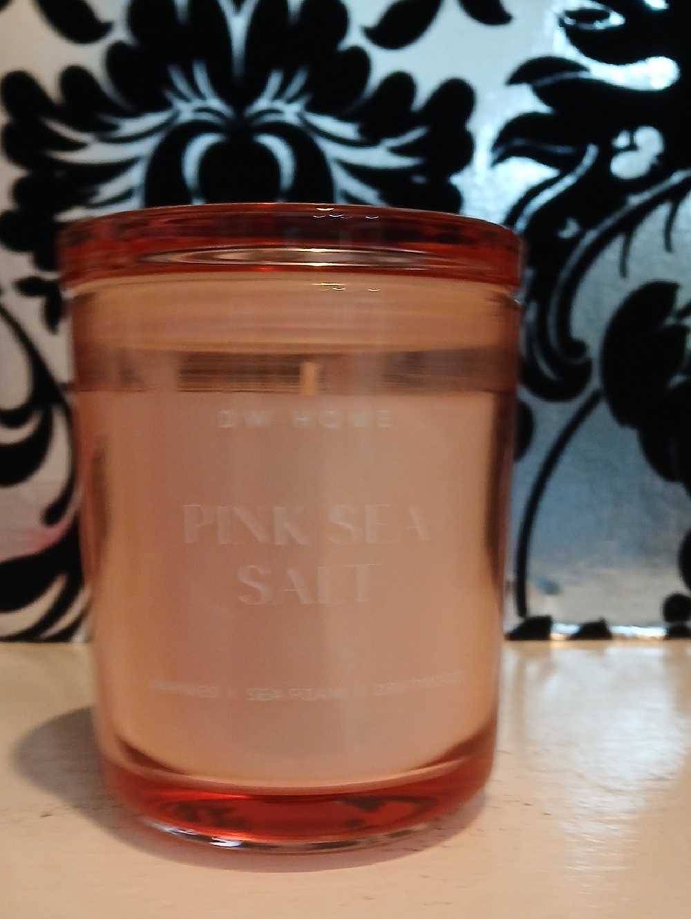 DW Home Pink Sea Salt Scented Candle in Blush Glass Jar